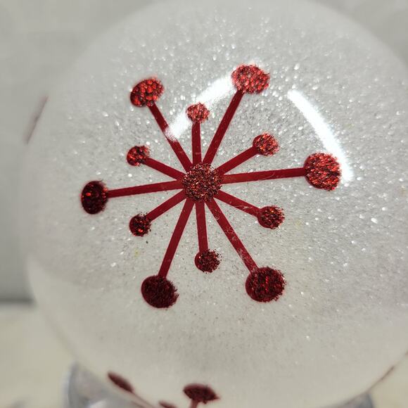 Vintage Deck the Halls Ornament 4.5” Red Glitter Script Handmade Glass - Picture 13 of 16